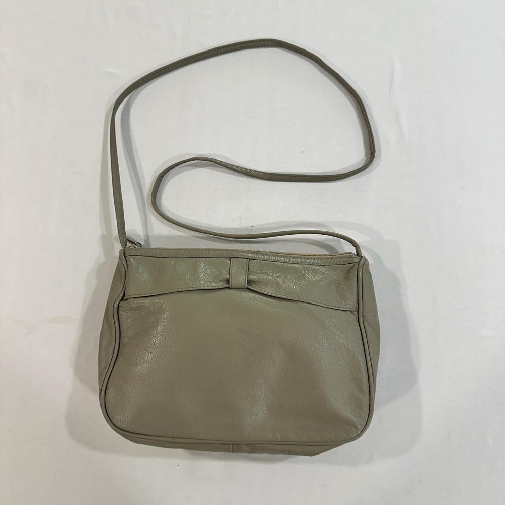 Contessa Crossbody Bag Womens Gray Taupe Genuine Leather Bow Made in Brazil S